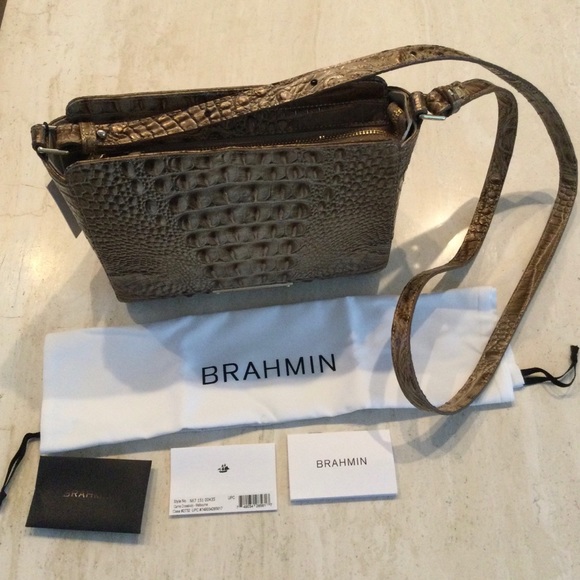 Brahmin Carrie Crossbody Croc Embossed Leather Bag - Picture 13 of 16
